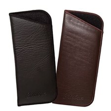 Calabria PU Flat Soft Eyeglass Case 2 PACK-1 Black  1 Brown Syn.Leather NO CLIP