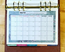 Lined Month Calendar Undated Dashboard 4 use with ErinCondren A5 Ring Agenda~