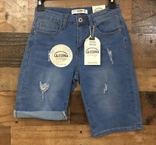 Juniors Denim Shorts Size 3 Stretch Festival Boho Distressed Beach Coastal Retro