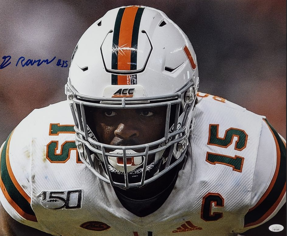 GREGORY ROUSSEAU Autographed Signed Miami Hurricanes Miami Hurricane 16x20 Photo (JSA Witnessed COA) 