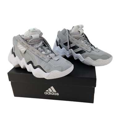 ADIDAS Exhibit B Women's Size 7.5 Mid Top Gray Black White Shoes BOX DAMAGE