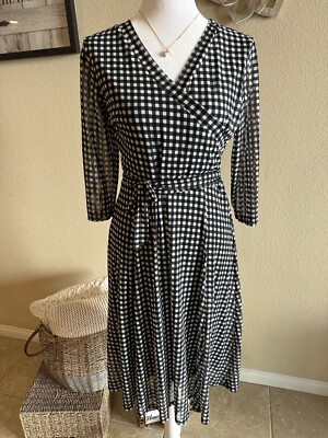 Enfocus Studio Womens Black/White Checkered 3/4 Sleeve Dress Sz 8 | eBay Enfocus Studio Womens Black/White Checkered 3/4 Sleeve Dress Sz 8 | eBay
