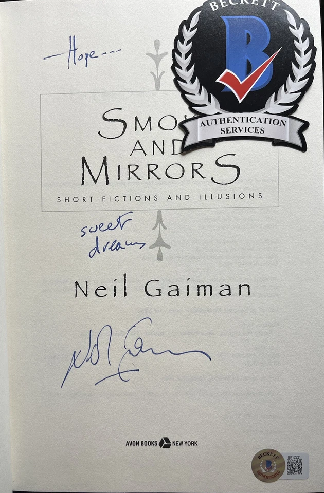 SMOKE AND MIRRORS NEIL GAIMAN 1ST EDITION SIGNED AUTOGRAPH HARDCOVER BECKETT COA - Image 2 of 4