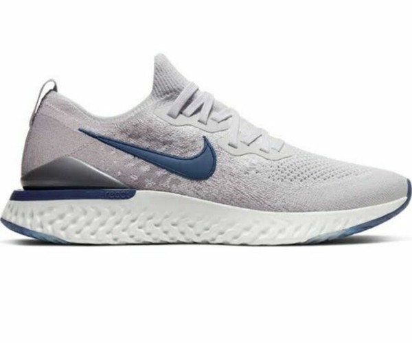 men's epic react flyknit 2 running shoes - grey/blue