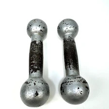 Vintage Cast Iron Round Head Dumbbell Set - 3 Pounds each