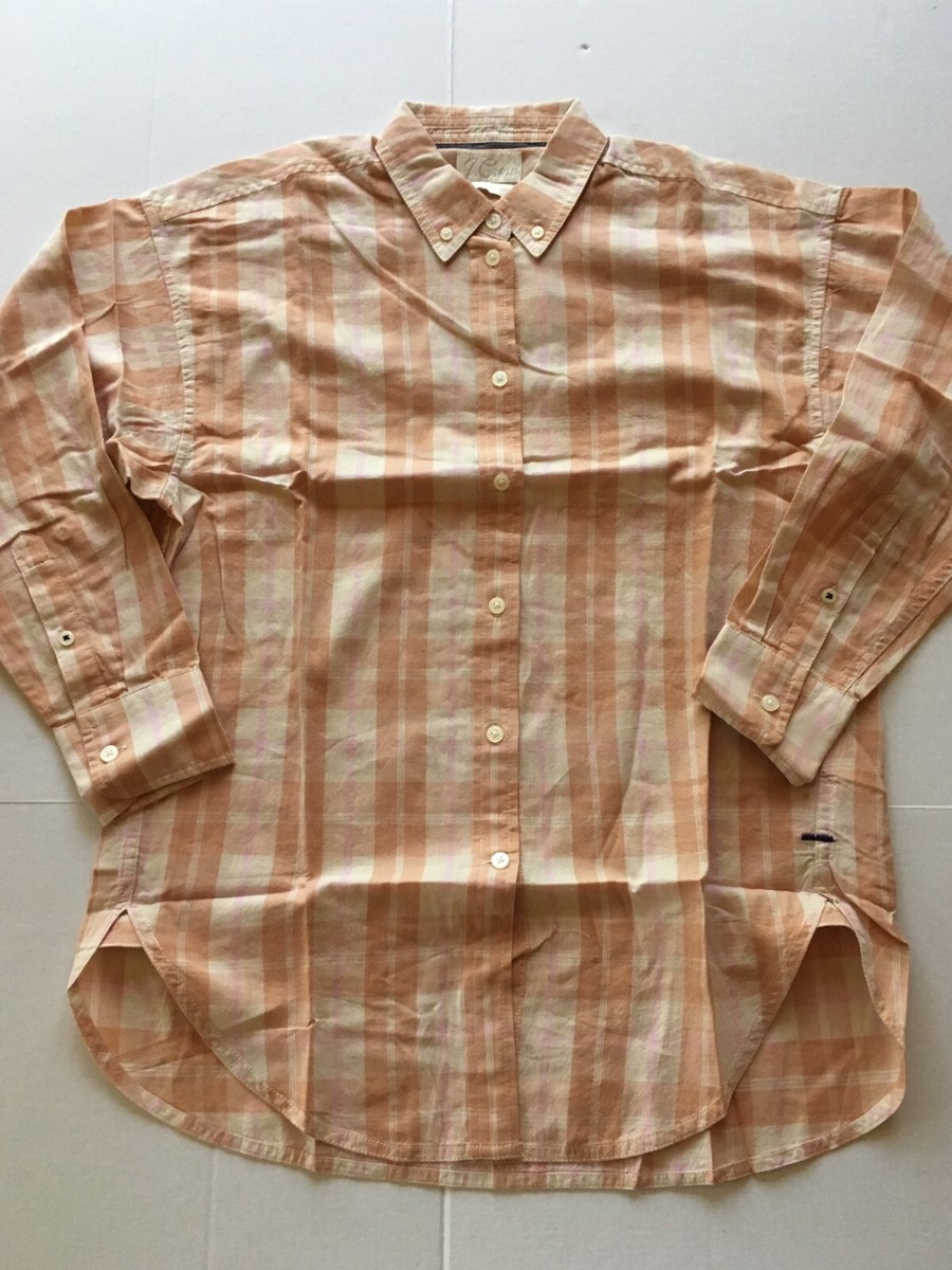 シャツ HUECLOSET Peach Check Shirt 25KERO57 J.CREW BB256 Women's Peach Plaid Flannel Shirt Sz 2 Friday
