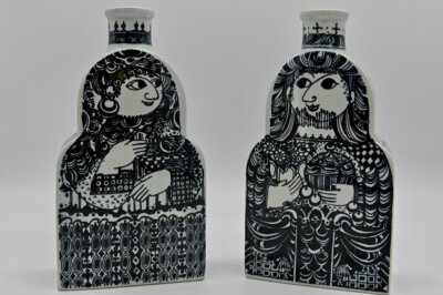 Bjorn Wiinblad Art Pottery Pair Candlesticks KONGER Wise Men Denmark NYMOLLE