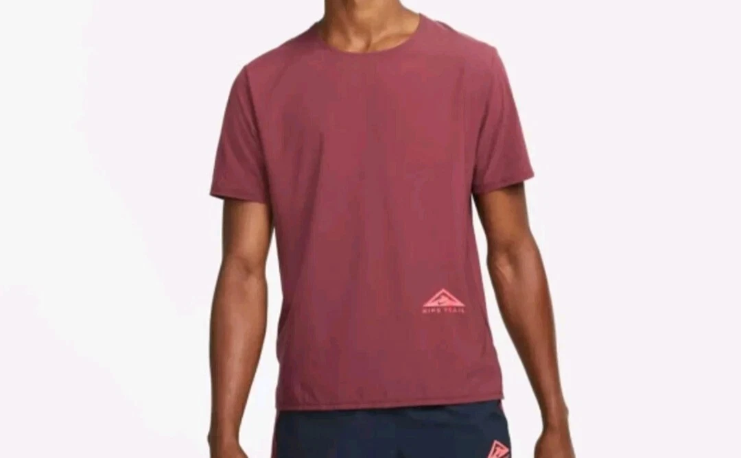 Nike Trail Rise 365 Men's Dri-FIT Short-Sleeve Running Gym Top Burgundy XL