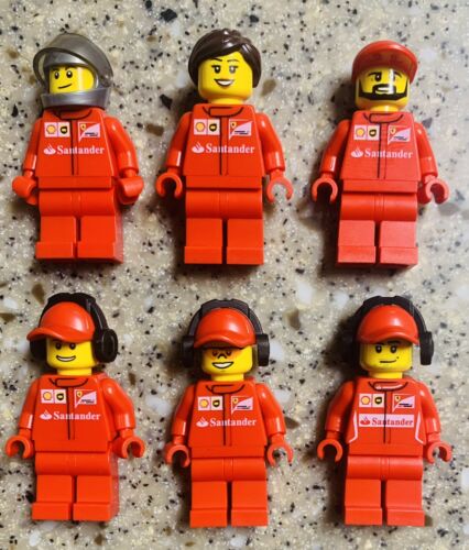 LEGO 6 Pc Speed Champions Ferrari Pit Crew Members Minifigs Lot 75913 - Picture 1 of 2