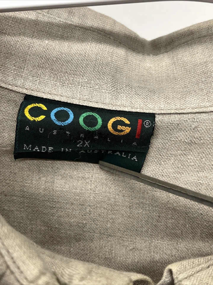 Coogi Manga Larga Abotonada 2x Caqui XXL 100% Lino Hecho en Australia Foto 3 de 4