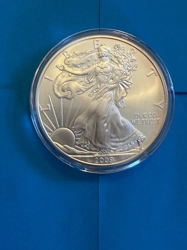2009 AMERICAN SILVER EAGLE BULLION COIN. 1 TROY OUNCE OF .999 FINE SILVER