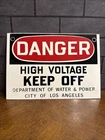 Vintage Metal Industrial Sign - Danger High Voltage DWP City of Los Angeles 10x7