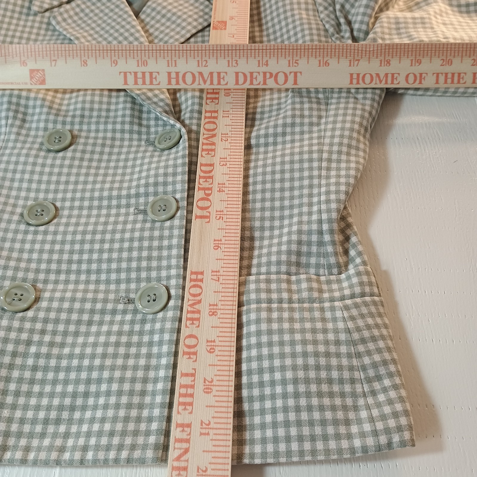 Le Suit Petite 2 Pc Suit Jacket(8P), Skirt(10P) Lined Green/White Checker Career