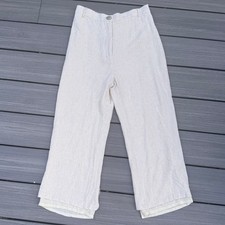 Sancia Linen Blend Wide Leg Crop Pants Women's Size M Beige Casual