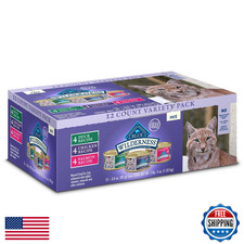 Blue Buffalo Wilderness Wet Cat Food Variety 12x3oz Chicken Salmon Duck High-Pro