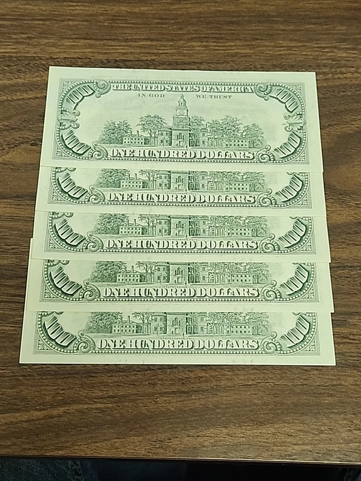 Set of 5 - Series 1993 $100 Federal Reserve Notes - Consecutive Serial Numbers - Image 2 of 4