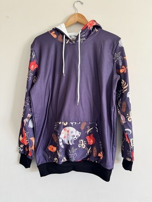 Pixie Lady Wildlife Woodland Creatures Whimsical Hoodie Women s Size Med Floral