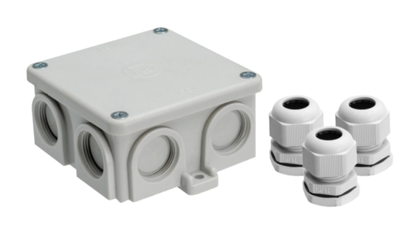 Surface-mounted box, Bakelite material, RAL7035 color, IP54, 500V, 7 outp /T2UK