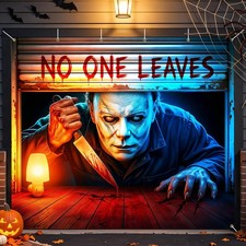 Halloween Garage Door Cover Banner 8x7 ft, Halloween Single Garage Door Decor...