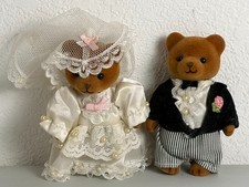 Teddy Bear Story Applause Bride Groom Mini Flocked Dolls 1986 Couple 4"