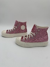 Converse Chuck Taylor Shoes Womens Pink Glitter Canvas Hi Top Sneakers Size 6.5