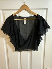 Janet Reger black georgette silk Crop Top Size Uk 14