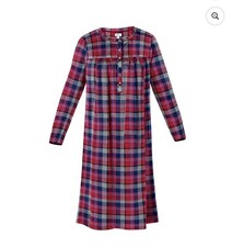 Aria Size Medium Night Gown Women's Red Plaid Minkey Soft Sleepwear Lounge NWT