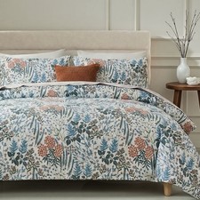 NEW Anthro Multicolor Floral Cotton Boho Queen / King Bedding Duvet  Sham Set