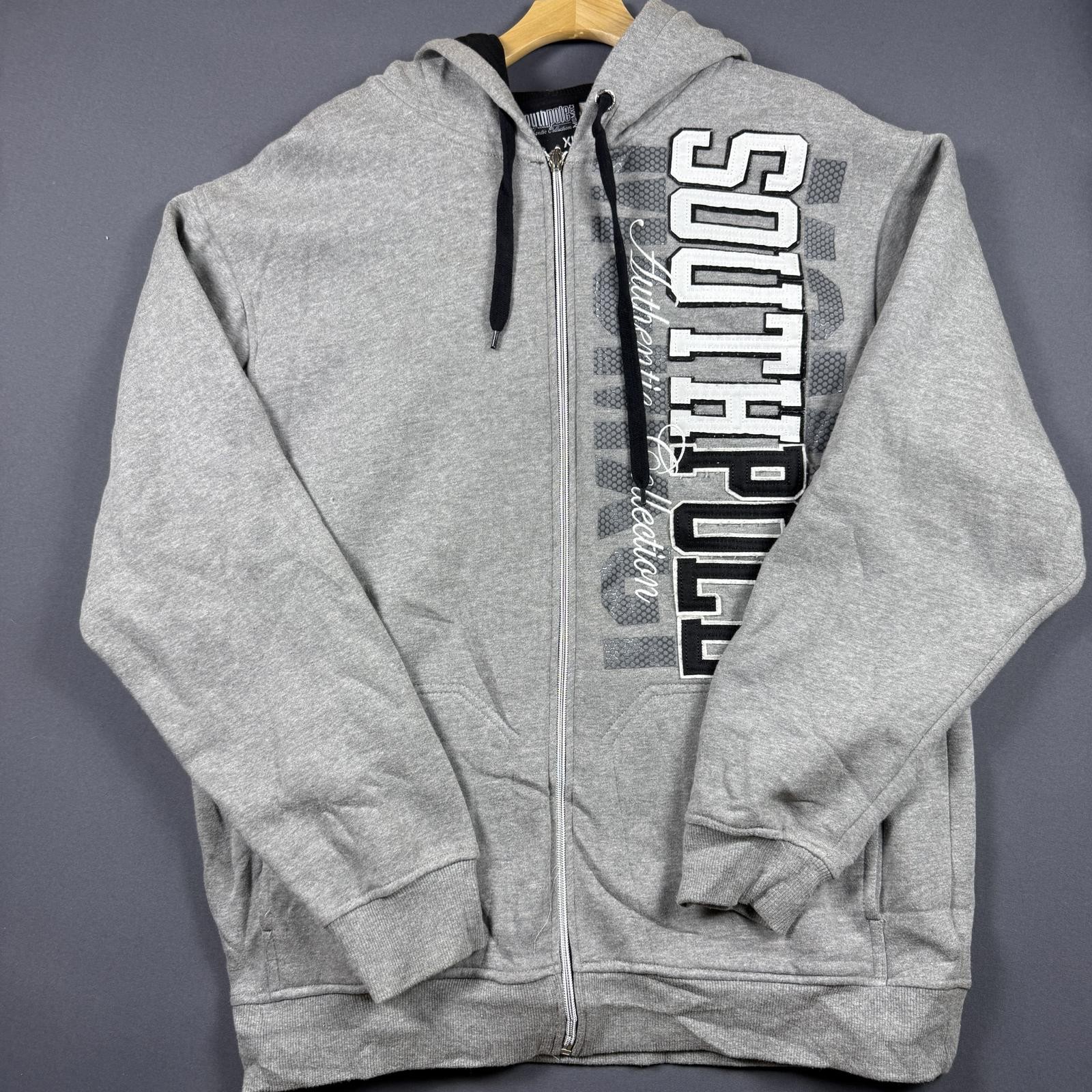 Y2K South Pole Spell Out Gray Hoodie Zip Up Men's Size XL Skater