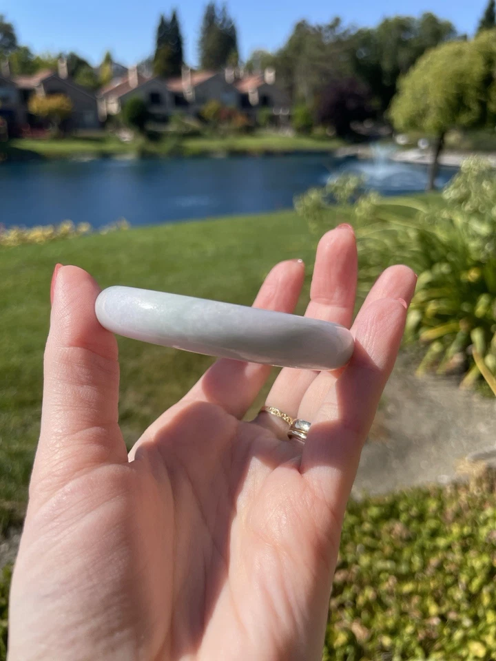 55.5mm Spring Lavender & Green Certified Grade A  Jade Bangle Ships from USA - Image 2 of 4