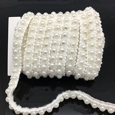 5 Yards Faux Pearls Lace Ribbon Applique Pearl Fringe for Wedding Style 3