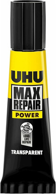 UHU Max Repair Power Adhesive, Clear Flexible Waterproof Strong Glue, 0.28oz