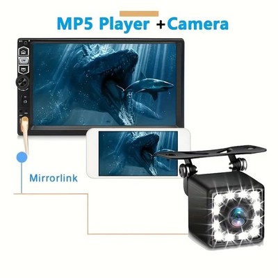 17.78cm HD Car MP5 Player - 2DIN Fit Car Radio with 12LED Backup Camera, Car Ste