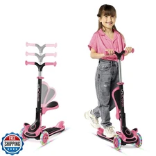 3 Wheel Scooter for Kids with Foldable Seat, Adjustable Handlebar