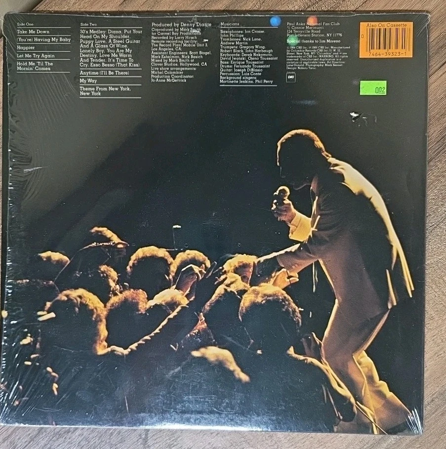 Paul Anka - Anka Live! - Vinyl LP 1984 IN SHRINK Columbia EX/EX - Image 3 of 4