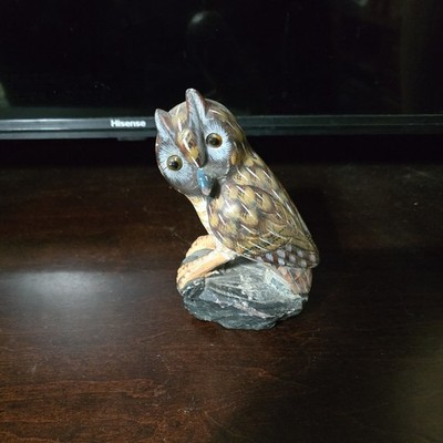 Vintage Stone Beautifully Carved Owl Figure 