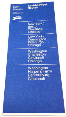 Amtrak East Midwest Routes Train Timetables 28 October 1979 New York Washington