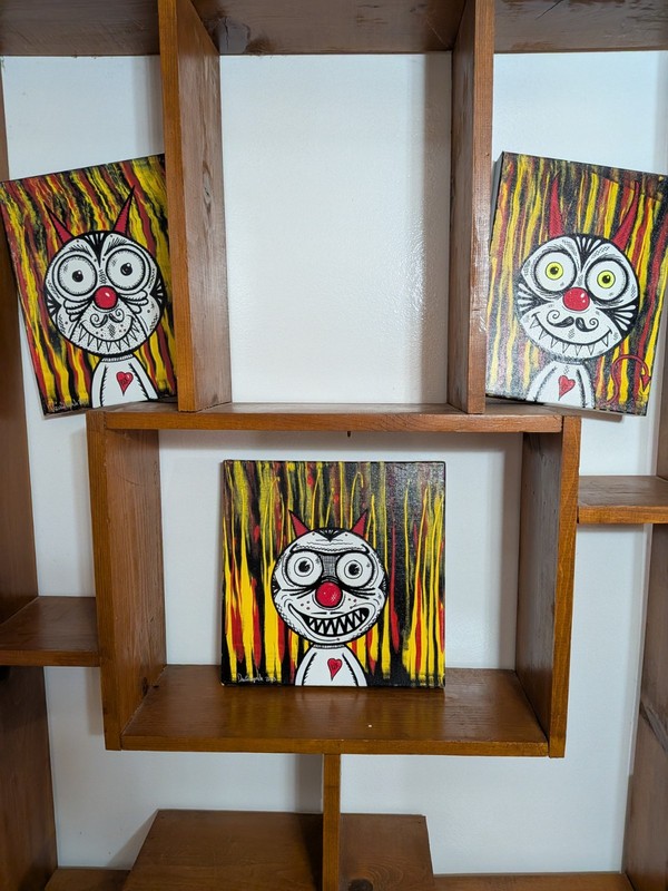 3 Original Canvas Paintings by David Lynch 2013 Signed Autographed