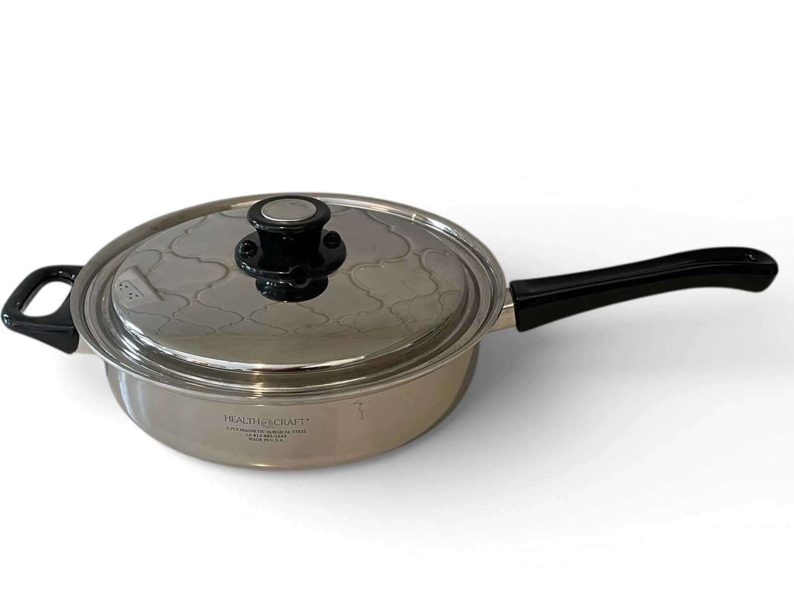 Health Craft 10” 5-Ply Gourmet Skillet Magnetic Surgical Steel + Vented Lid USA