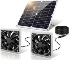 25W Solar Powered Fan Chicken Coop Greenhouse Shed Upgraded 16.4ft Long Cable