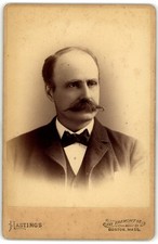 Cabinet Card Circa 1880s Geo. H. Hastings Man with Mustache Boston MA