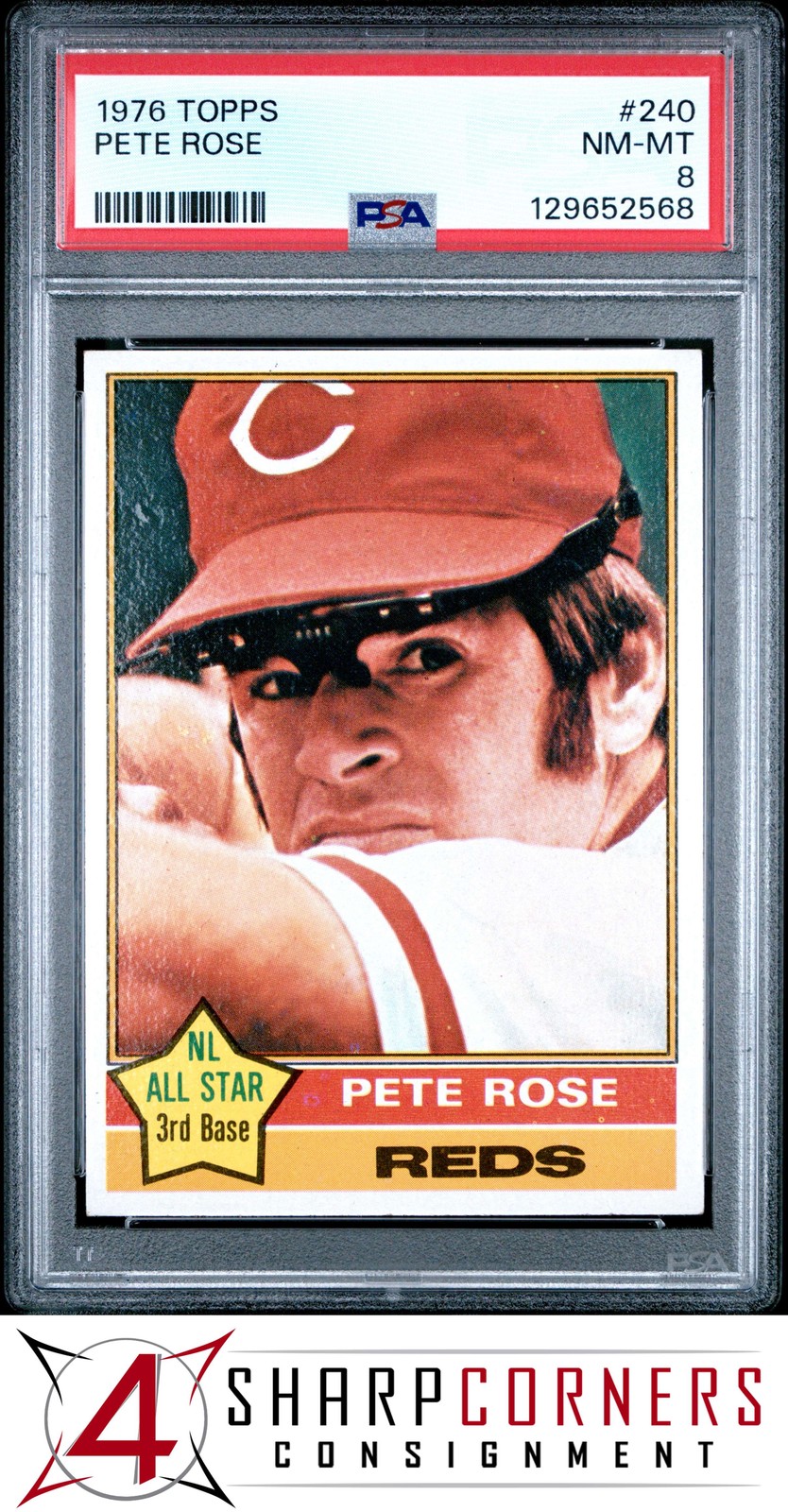 1976 TOPPS #240 PETE ROSE REDS PSA 8