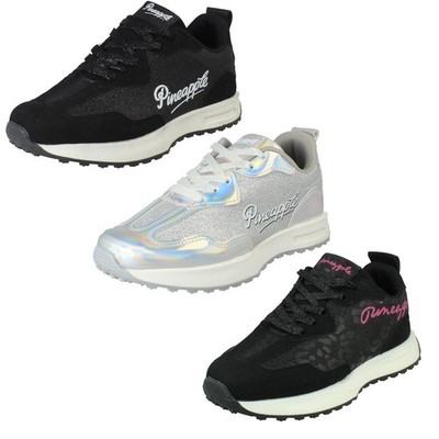 Mädchen Ananas glitzernd Glitzer lässig bequem Schnürschuhe Turnschuhe H2R682