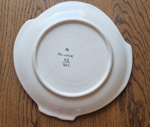 Vintage Set of 6 Signed HB Quimper Earthenware French Ceramic Fish Shaped Plates - Picture 13 of 19