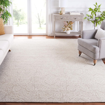 Handmade Wool Area Rug 9x12 - Metro Collection, Natural & Ivory