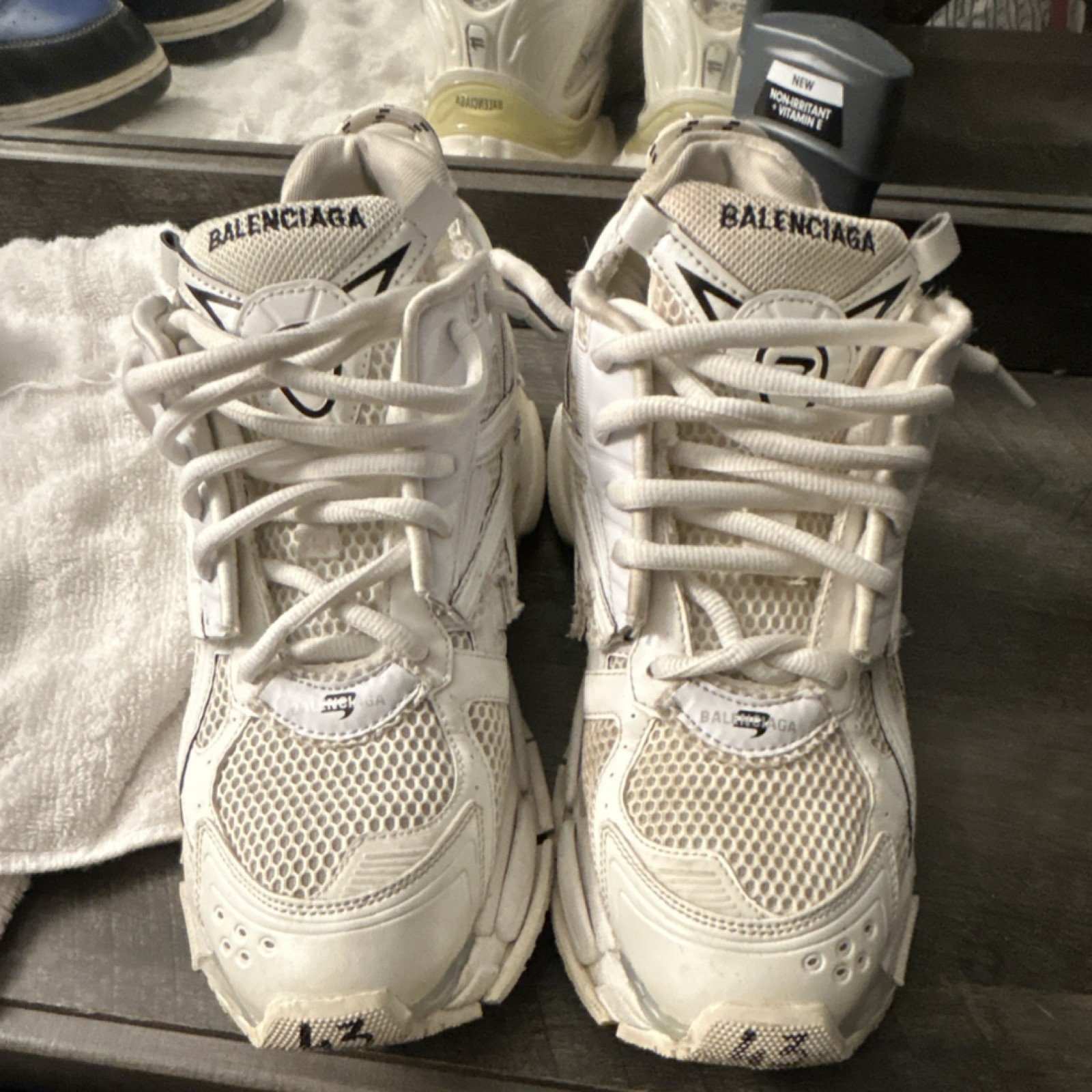 Balenciaga Runner White Mesh Synthetic Low Top Men's Athletic Sneakers