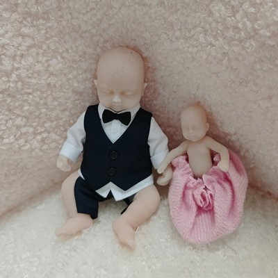 Custom NEW 1.9-3.9'' Reborn Baby Doll Full Body Silicone Mini Doll Comes to Life
