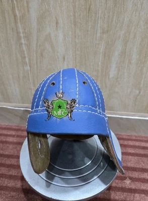 Casque de football en cuir bleu de style vintage fabriqué à la main - casque ... - Photo 1/3
