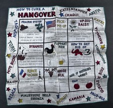 Vintage Hangover Cure Dessin Depose Handkerchief Hanky Novelty Fine 12.5  