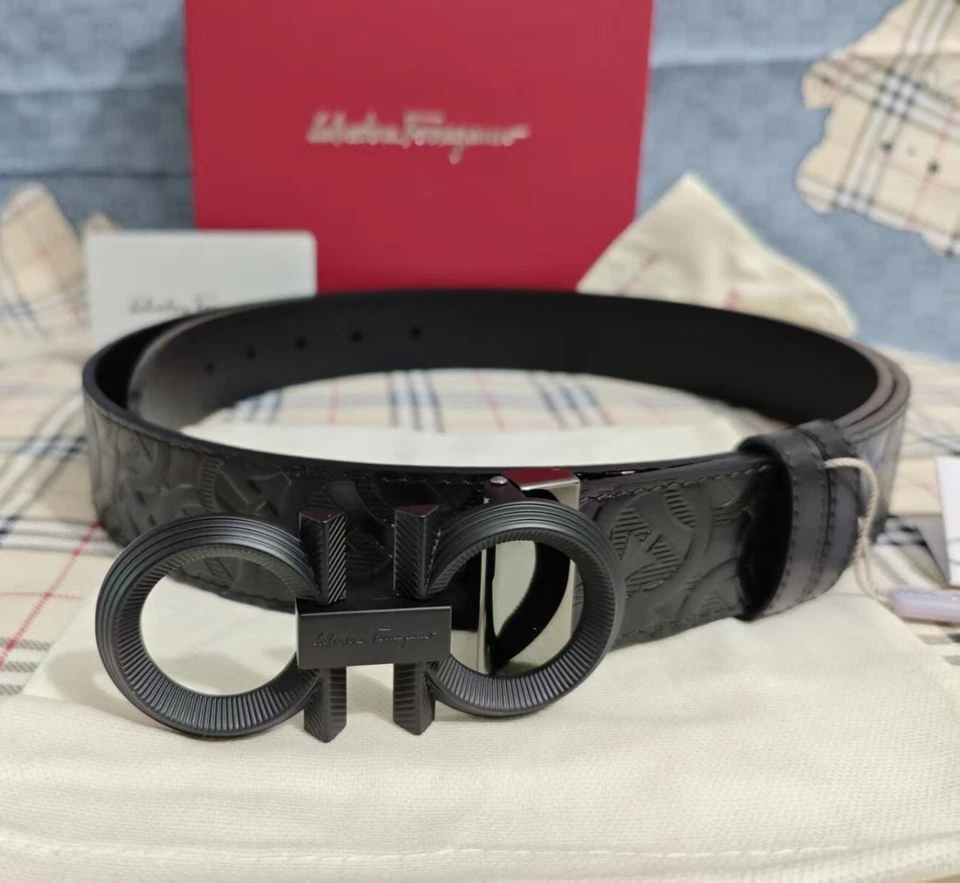 Auténtico cinturón de cuero Salvatore Ferragamo ancho: 3,5 cm/1,38 pulgadas Foto 2 de 4